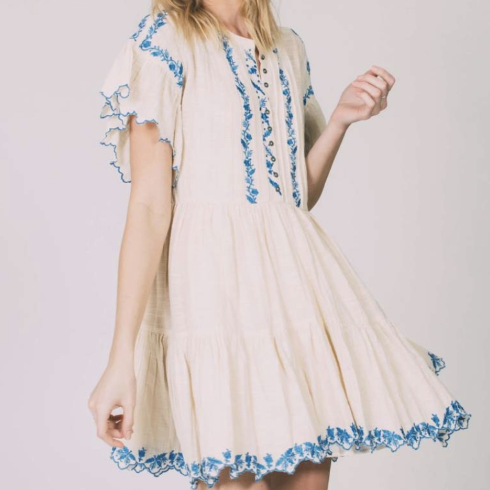New Free People embroidered dress M